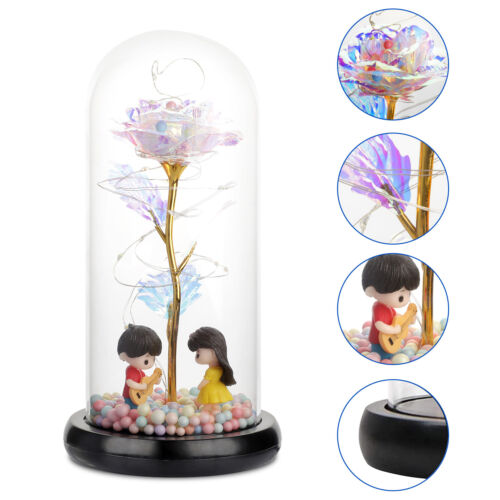 LED Enchanted Forever Rose Flower In Dome Glass Night Light