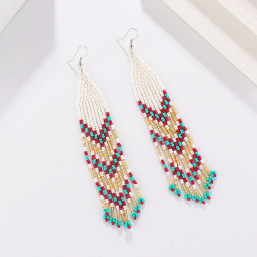 Bohemian BOHO Seed Beads Tassel Fringe Drop Earrings Handmade Fashion Jewelry