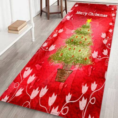 Christmas Flannel Carpet Non-slip Kitchen Room Floor Door Mat Rug Xmas Decor US