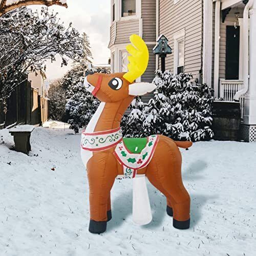 5.5 FT Height Christmas Inflatables Outdoor Reindeer Blow Up Yard Decor