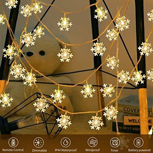 Snowflake Lights Outdoor 16ft 30led Window Christmas Lights 8 Modes Outdoor Snow