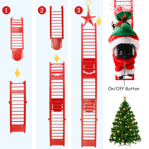 Animated Musical Santa Claus Electric Climbing Ladder Christmas Decor Kids Doll