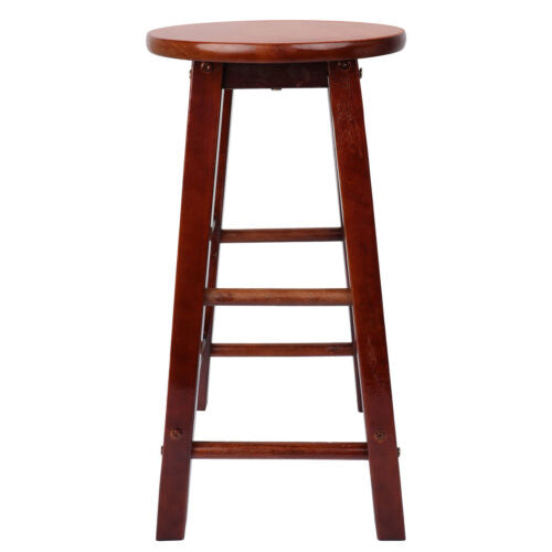 24" Solid Wood Counter Stool Backless Round Seat Kitchen Island Pub Bar Stools